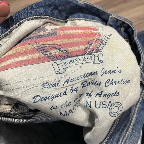 Robin’s Jeans embellished distressed straight leg jeans size 40 x 34 - Picture 7 of 11